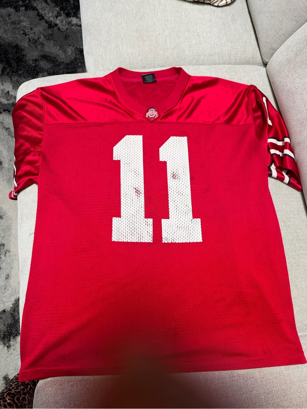 Red No. 11 Football Jersey with Team Logo